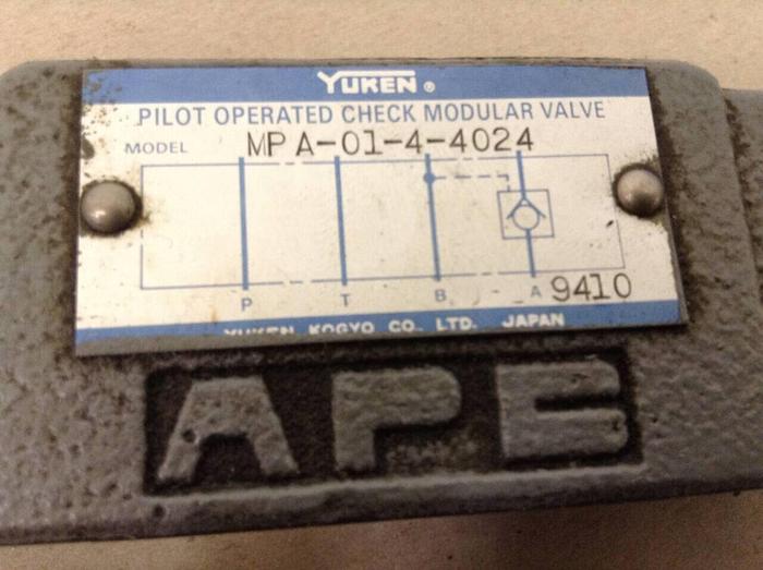 Used YUKEN Pilot Operated Check Modular Valve MPA-01-4-4024 #70815