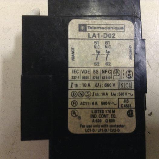 Used TELEMECANIQUE Auxiliary Contact LA1-D02 #85680