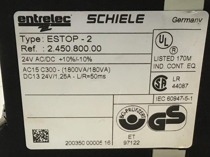 Used ENTRELEC Safety Relay ESTOP-2 #124098