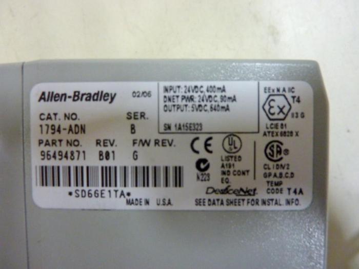 Used ALLEN BRADLEY Devicenet Adapter 1794-ADN SER B #66713