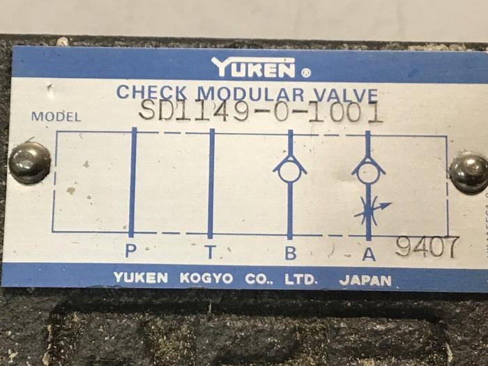 Used YUKEN Check Modular Valve SD1149-0-1001 #129662