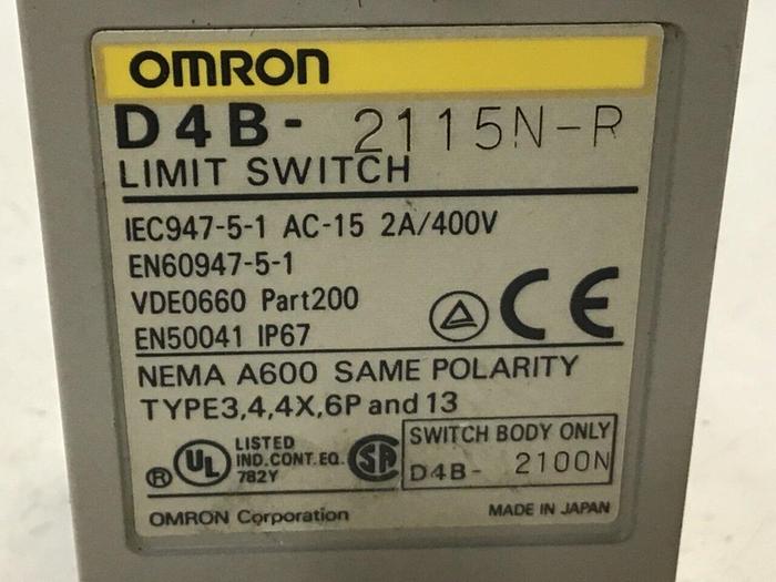 Used OMRON Limit Switch D4B-2115N-R #121520