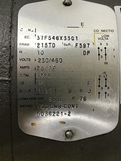 Used BALDOR 10 HP Motor 215TD #118456