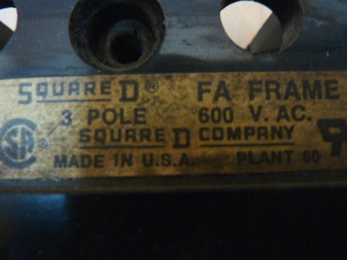 Used SQUARE D 7 Amp Circuit Breaker FAL3600712M #28461