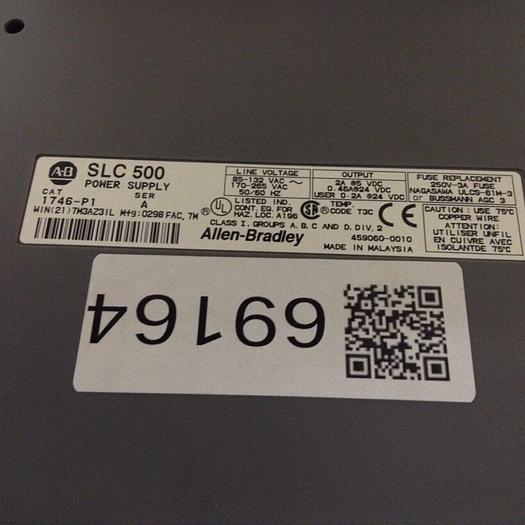 Used ALLEN BRADLEY Power Supply & Slot Rack 1746-P1 SER A / 1746-A7 SER B #69164