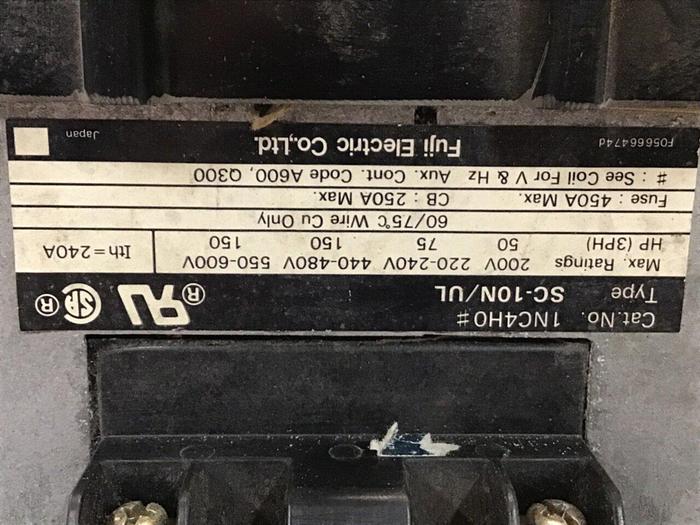 Used FUJI ELECTRIC Contactor SC-10N/UL 1NC4H0 #135521