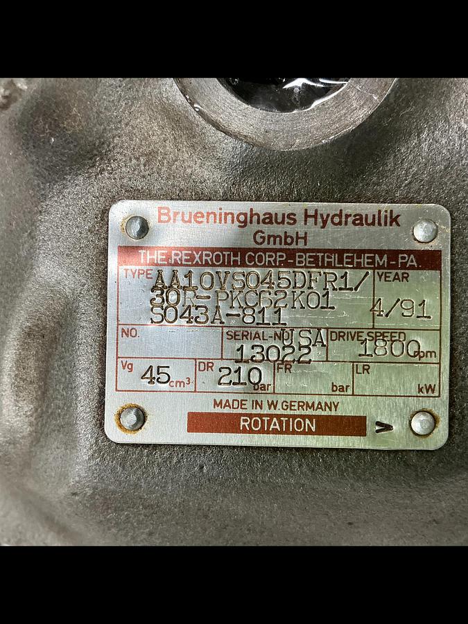 Used BRUENINGHAUS  AA10VS045DFR1/30R-PKC62K01