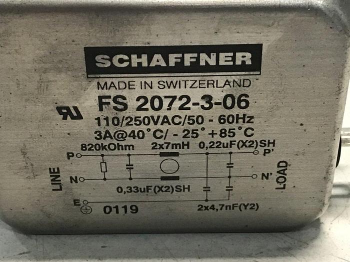 Used SCHAFFNER Line Filter FS 2072-3-06 #114550