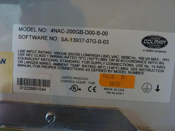 Used BARBER COLMAN Control Card Rack 4NAC-200GB-D00-B-00 #77504