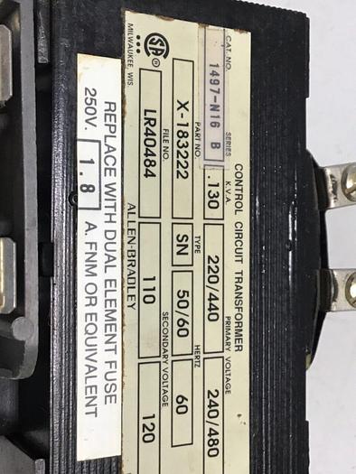 Used ALLEN BRADLEY .130 kVA Transformer 1497-N16 SER B #118615