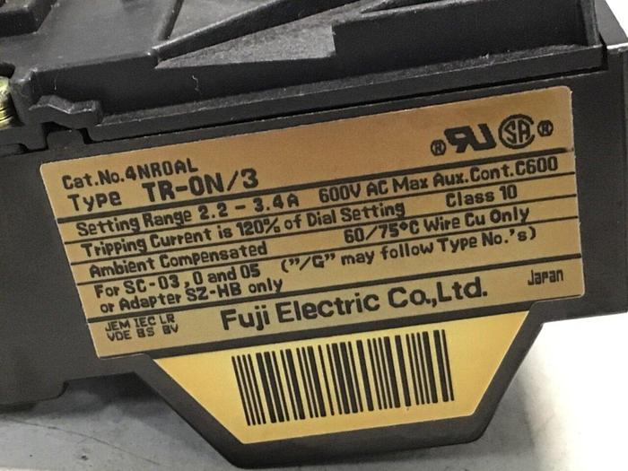 Used FUJI ELECTRIC Overload Relay TR-ON/3 4NROAL #125426