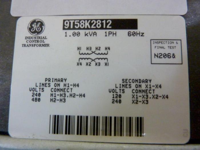 Used GENERAL ELECTRIC 1.00 kVA Transformer 9T5K2812 #62000
