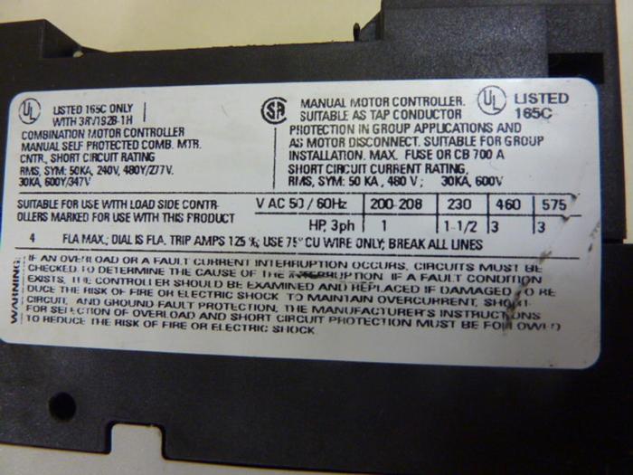 Used SIEMENS 4 Amp Circuit Breaker 3RV1021-1EA15 #50113