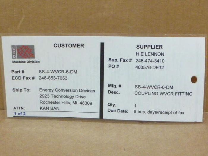 SWAGELOK Coupling Welded VCR Fitting SS-4-WVCR-6-DM #39338