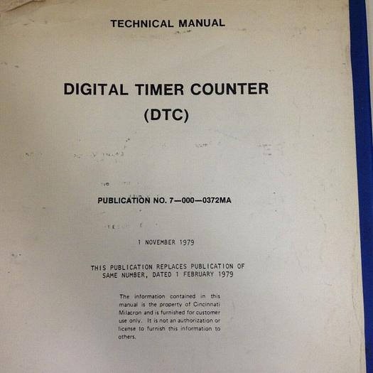 Used CINCINNATI MILACRON Supplemental Documentation Manual 7-000-0368AB #73408