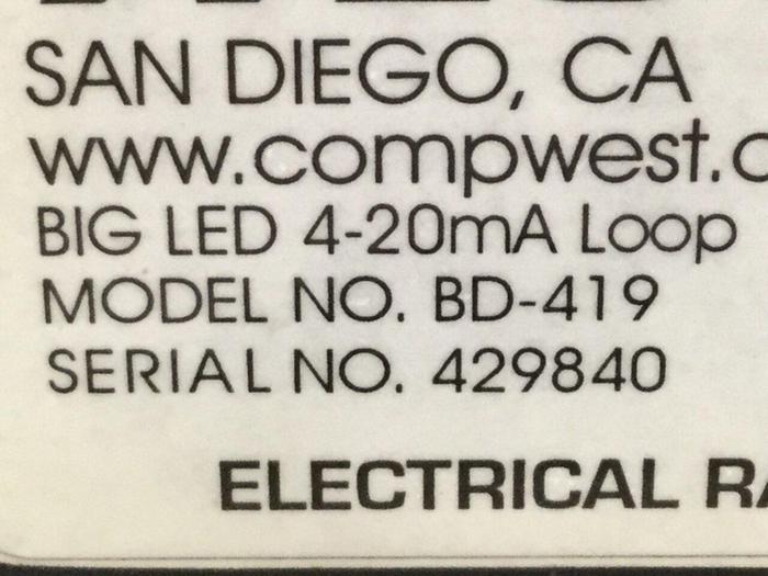 Used COMPLIANCE WEST Digital Loop LED Display BD-419 #109952