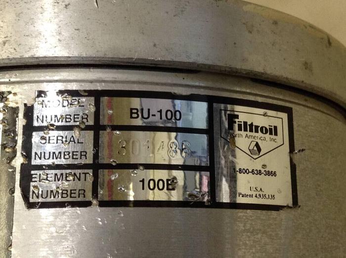 Used FILTROIL Van Dorn Filter BU-100 #75881