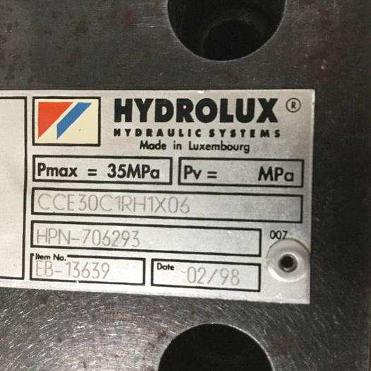 Used HYDROLUX Valve HPN706293-HY #91100