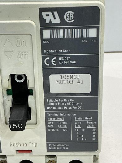 Used CUTLER-HAMMER HMCP150U4