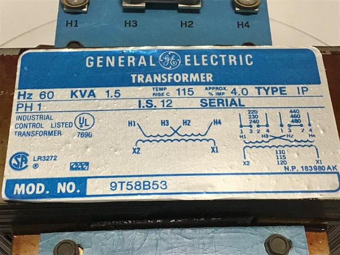 Used GENERAL ELECTRIC / GE 1.5 kVA Transformer 9T58B53 #113619