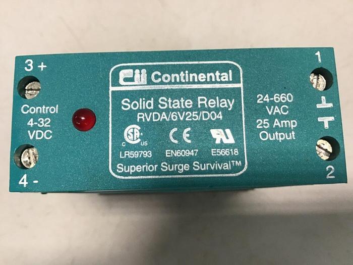 Used CONTINENTAL INDUSTRIES Solid State Relay RVDA/6V25/D04 Used