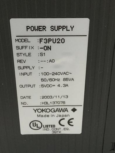 Used YOKOGAWA Power Supply F3PU20-0N #101072