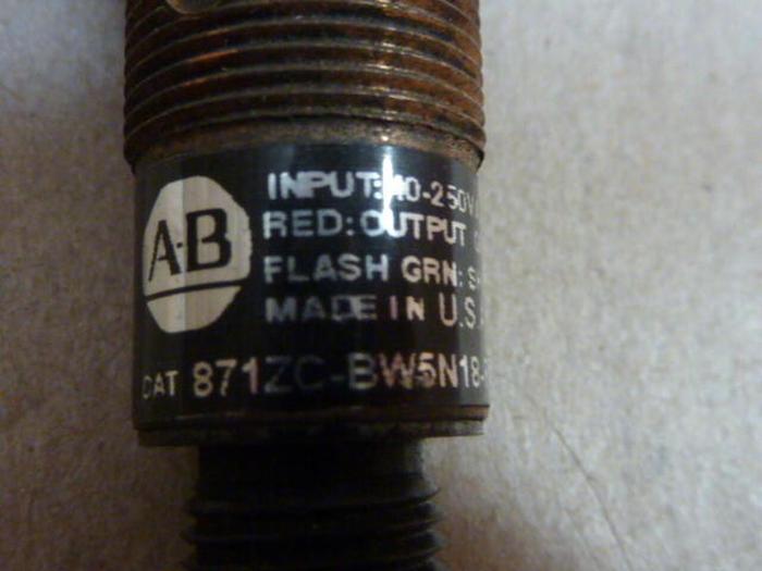 Used ALLEN BRADLEY Proximity Switch 871ZC-BW5N18-R3 SER A #29776