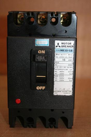 Used MITSUBISHI 16 Amp Circuit Breaker MB30-SB-16 #20743