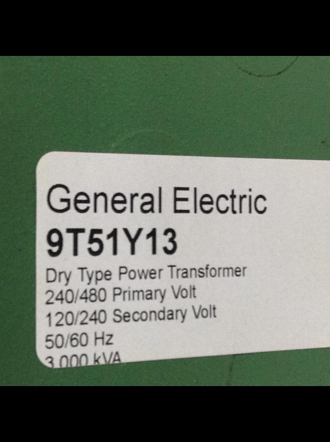 Used GENERAL ELECTRIC (G.E.) 3.000 kVA Transformer 9T51Y13 USED