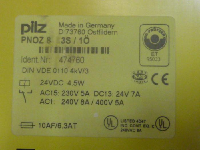 Used PILZ Safety Relay PNOZ83S/1O #49043