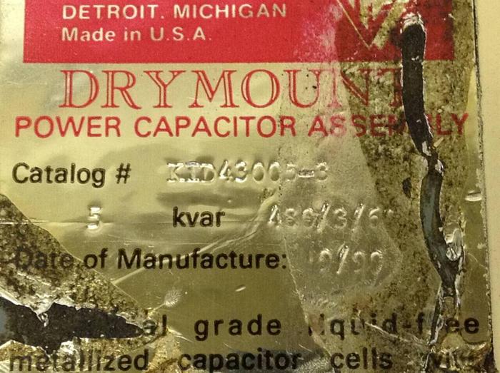 Used MYRON ZUCKER Drymount Power Capacitor KID43005-3 #79259