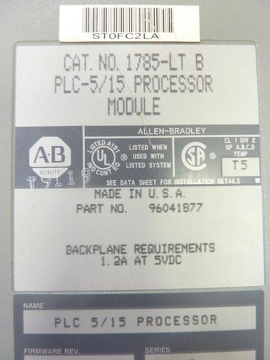 Used ALLEN BRADLEY Processor Module 1785-LT SER B #44412