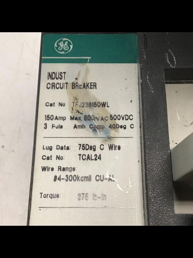 Used GE 150 Amp Circuit Breaker & Switch TFJ236150WL /SWITCH #135208