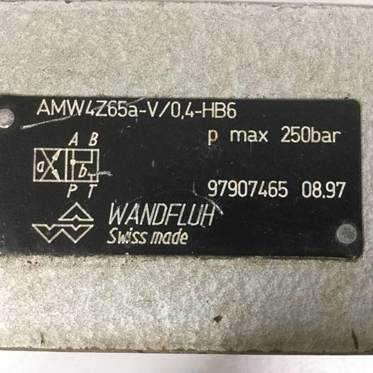 Used WANDFLUH ELECTRONIC Hydraulic Valve AMW4Z65A-V/0,4-HB6 #90876
