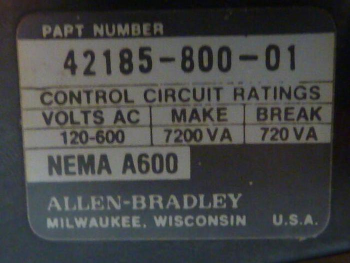 Used ALLEN BRADLEY Motor Starter Size 0 509-AOD SER B #34727