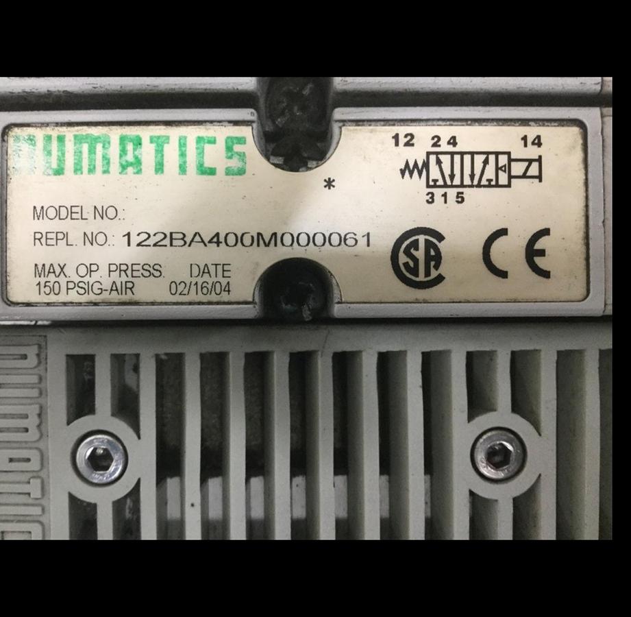 Used NUMATICS Manifold w/ Valves 122BA400M000061 Used
