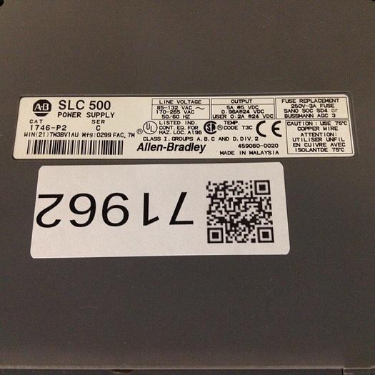 Used ALLEN BRADLEY Slot Rack & Power Supply 1746-P2 SER C / 1746-A4 SER A #55182