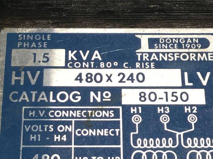 Used DONGAN 1.5 KVA Transformer 80-150 #109328