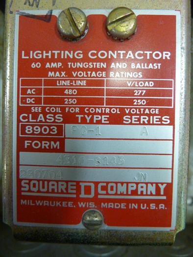 Used SQUARE D Contactor 8903-PG1 #52941