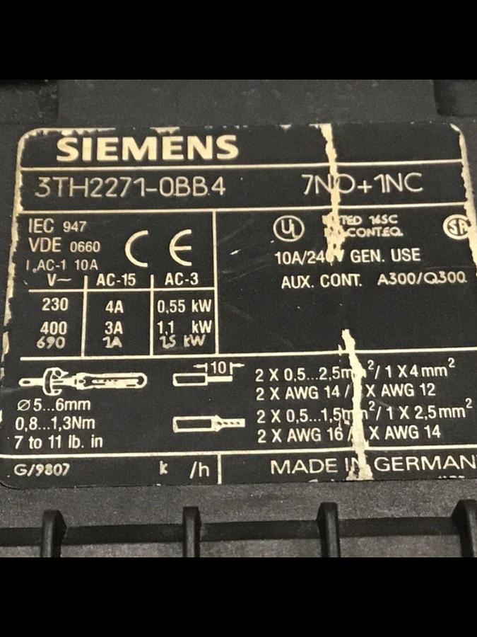 Used SIEMENS Contactor 3TH2271-0BB4 Used