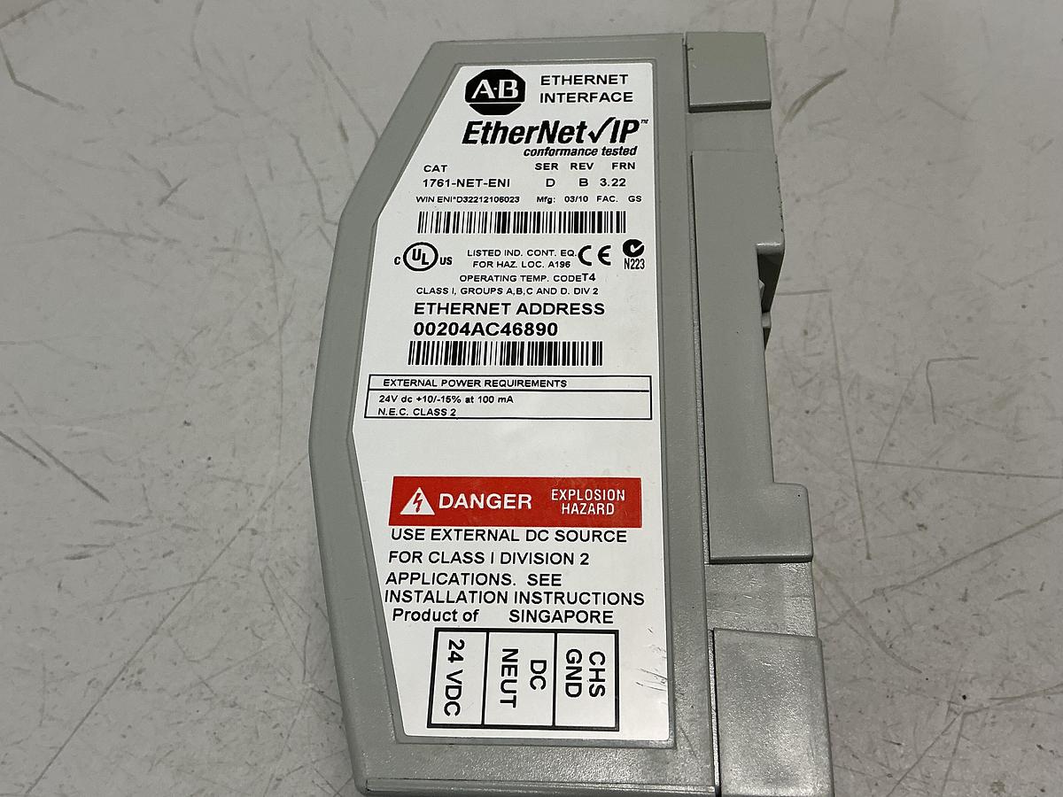 Used ALLEN BRADLEY 1761-NET-ENI SER. D