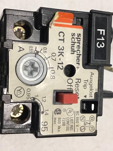 Used SPRECHER & SCHUH Overload Relay CT3K-12 #120781
