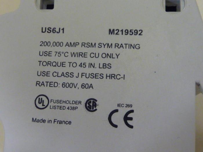Used FERRAZ SHAWMUT 60 Amp Fuse Holder US6J1 #57103