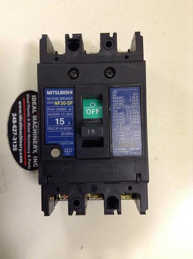 Used MITSUBISHI 15 Amp Circuit Breaker NF30-SP-15 #75217