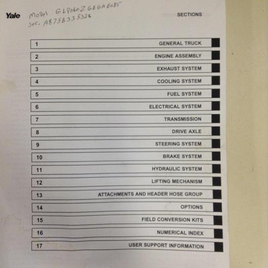 Used YALE Parts Manual 520371740 #70890