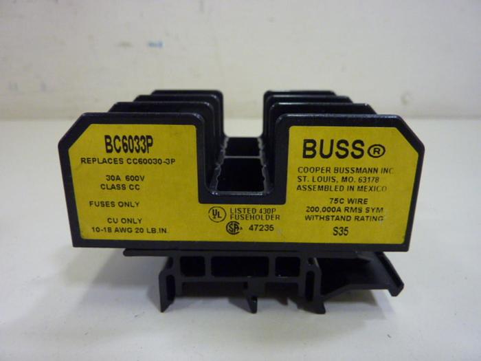 Used BUSSMANN 30 Amp Fuse Holder BC6033P #57113