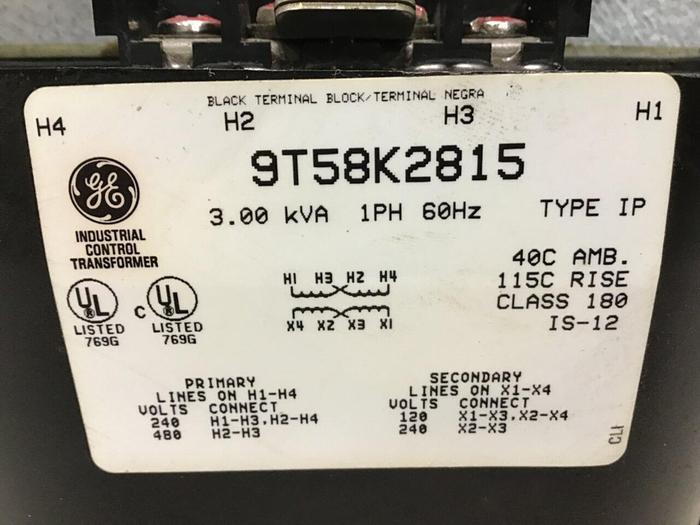 Used GENERAL ELECTRIC Transformer 3.0 KVA 9T58K2815 USED