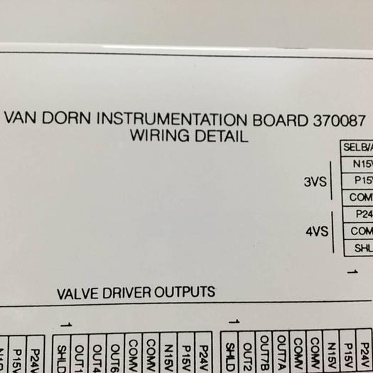Used VAN DORN Instrumentation Board 370087 USED