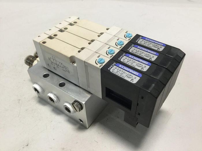 Used KOGANEI Manifold w/ Valves F10M4AJ #104806