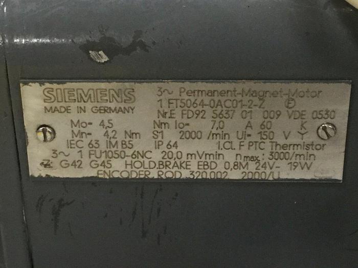 Used SIEMENS Magnet Motor 1 FT5064-0AC01-2-Z Used